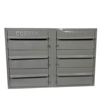 Caixa De Correios Cinza 6 Módulos Tamanho 15x50x36cm Aço Cinza