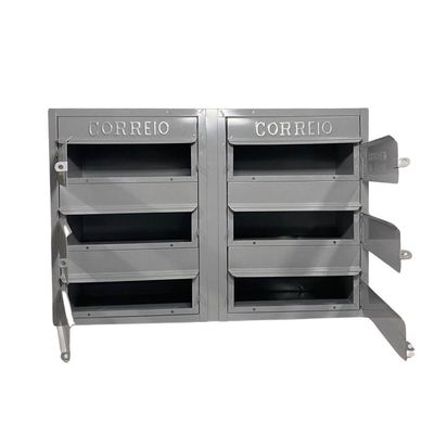 Caixa De Correios Cinza 6 Módulos Tamanho 15x50x36cm Aço Cinza