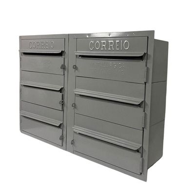 Caixa De Correios Cinza 6 Módulos Tamanho 15x50x36cm Aço Cinza