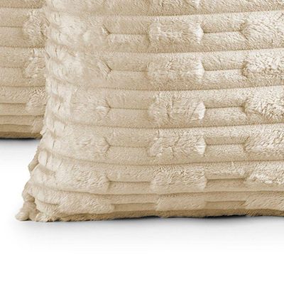 Kit 02 Capas De Almofadas Polar 45cm X 45cm 100% Poliéster - Almond