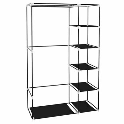 Guarda Roupa Desmontavel 5 Prateleiras Arara Organizador Quarto Casa Closet Cabideiro Preto