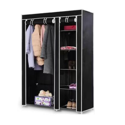 Guarda Roupa Desmontavel 5 Prateleiras Arara Organizador Quarto Casa Closet Cabideiro Preto