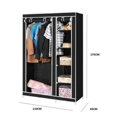 Guarda Roupa Desmontavel 5 Prateleiras Arara Organizador Quarto Casa Closet Cabideiro Preto