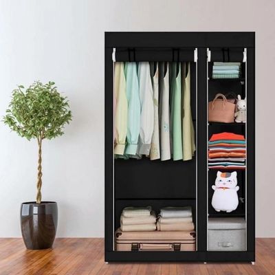 Guarda Roupa Desmontavel 5 Prateleiras Arara Organizador Quarto Casa Closet Cabideiro Preto