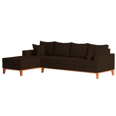 Sofá 4 Lugares Beny Com Chaise Esquerdo Corino Marrom