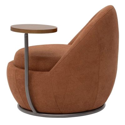 Poltrona Kaira Mesa Lateral Esquerda Base Fixa Titânio Bouclé Terracota - Nexta Casa
