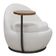 Poltrona Kaira Mesa Lateral Direita Base Fixa Preto Bouclé Creep Off White - Nexta Casa