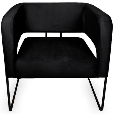 Poltrona Decorativa Scarlett Base Aço Preto Veludo Preto - Nexta Casa