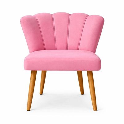 Poltrona Recepção Luxo Design Moderno Conforto Pétala Suede Rosa