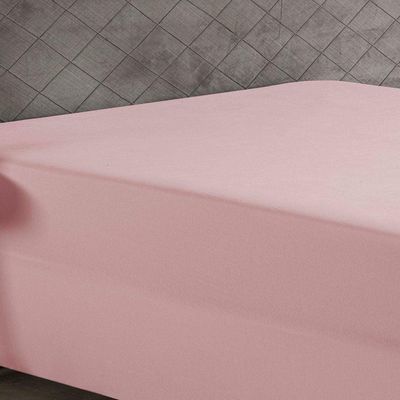Lençol Com Elástico King Nobre 1 Peça Luva De Box 55cm De Altura Malha 100% Algodão - Rosa