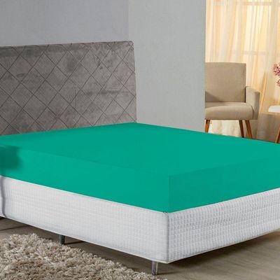 Lençol Com Elástico Casal Nobre 1 Peça 30cm De Altura Malha 100% Algodão - Jade