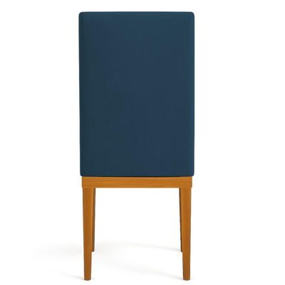Kit 4 Cadeiras De Jantar Brisa Suede Base De Madeira - Pallazio Cor Azul Marinho