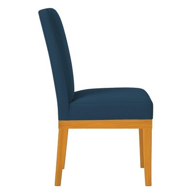 Kit 4 Cadeiras De Jantar Brisa Suede Base De Madeira - Pallazio Cor Azul Marinho