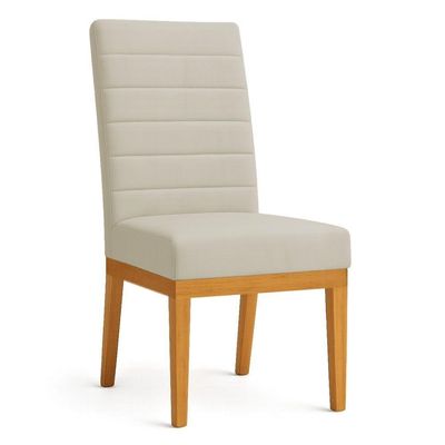 Kit 2 Cadeiras De Jantar Solana Suede Base De Madeira - Pallazio Cor Cappuccino