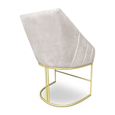 Kit 2 Poltronas Decorativas Alana Veludo Bege Base De Ferro Dourado - Pallazio