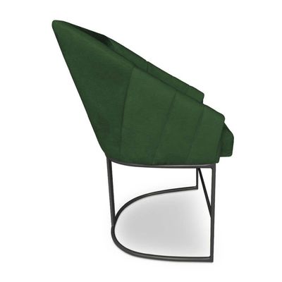 Kit 4 Poltronas Luxo Alana Suede Base Ferro Preto - Pallazio Cor Verde