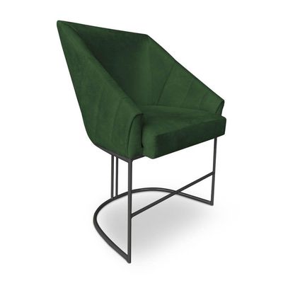 Kit 4 Poltronas Luxo Alana Suede Base Ferro Preto - Pallazio Cor Verde
