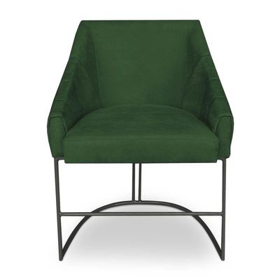 Kit 4 Poltronas Luxo Alana Suede Base Ferro Preto - Pallazio Cor Verde