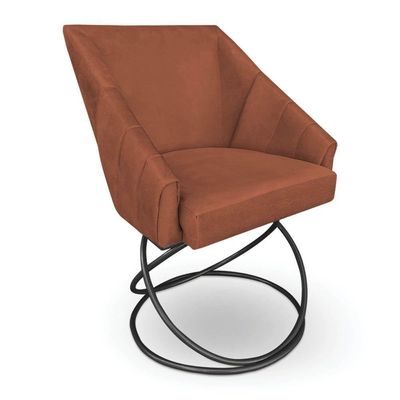 Kit 4 Poltronas Luxo Alana Veludo Terracota Base Luxo Preto - Pallazio