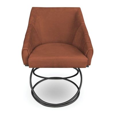 Kit 4 Poltronas Luxo Alana Veludo Terracota Base Luxo Preto - Pallazio