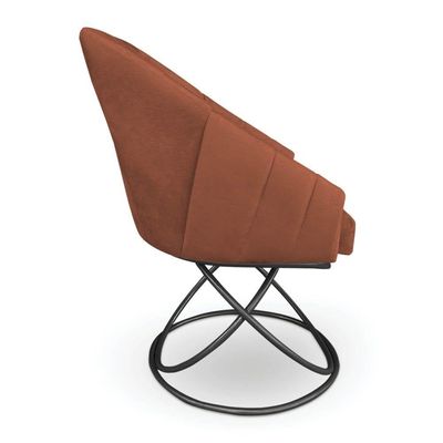 Kit 4 Poltronas Luxo Alana Veludo Terracota Base Luxo Preto - Pallazio