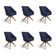 Kit 6 Poltronas Giratórias Alana Suede Azul Marinho Base De Madeira - Pallazio