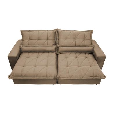 Sofa Retrátil E Reclinável 3,12m Com Molas Ensacadas Cama Inbox Soft Tecido Suede Castor
