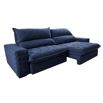 Sofá Retrátil E Reclinável 2,15m Molas Ensacadas Cama Inbox Elegance Com Thermogel Velusoft Azul