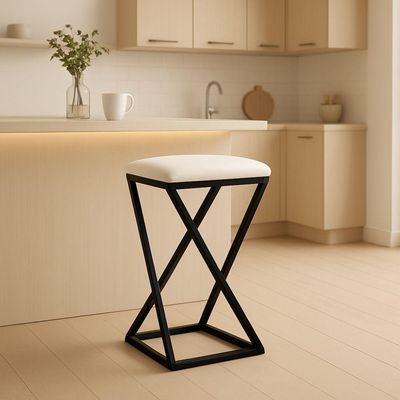 Banqueta Z Alta 80 Cm Industrial Cozinha Moderno Corino Branco