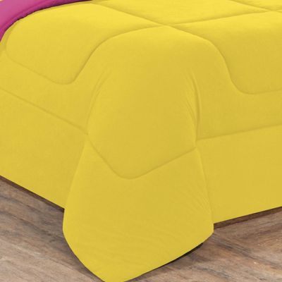 Kit Edredom + Jogo De Lençol Malha 100% Algodão Gran Moratta 6 Peças King - Amarelo/Pink
