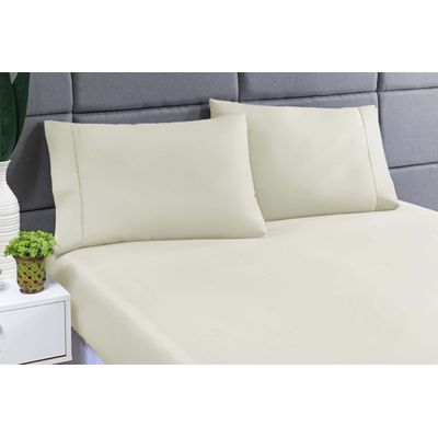 Jogo Lençol 400 Fios Ponto Palito Cama King 3Pçs Poliéster - Palha