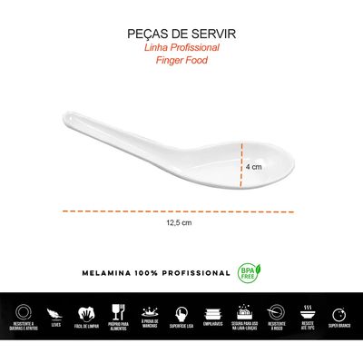 Colher Finger Food Brigadeiro Buffet Restaurante Melanina Branco 5un