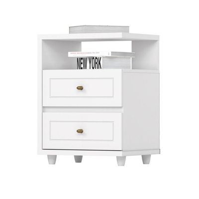 Mesa De Cabeceira 02 Gavetas Amy Casa 812 Branco Hp