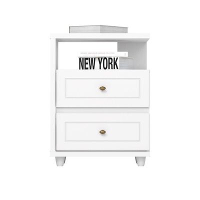 Mesa De Cabeceira 02 Gavetas Amy Casa 812 Branco Hp