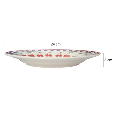 Prato Raso de Cerâmica Donna Jardim de Cerejas 24cm 12 Unidades - Biona 149866