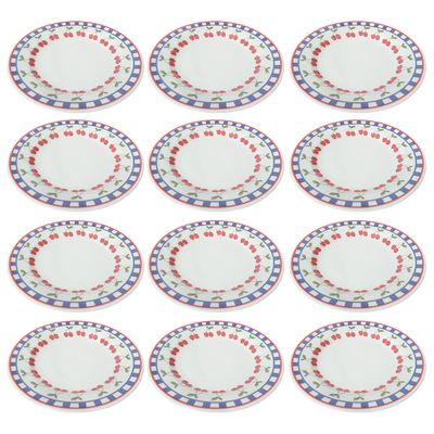 Prato Raso de Cerâmica Donna Jardim de Cerejas 24cm 12 Unidades - Biona 149866