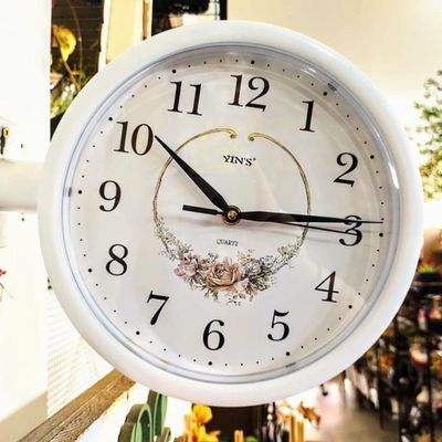 Relógio Vintage Dupla Face Decorativo Estação De Trem Branco Luxo