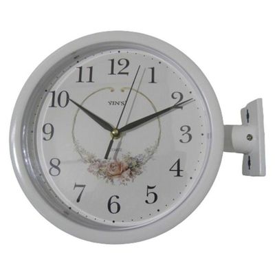 Relógio Vintage Dupla Face Decorativo Estação De Trem Branco Luxo