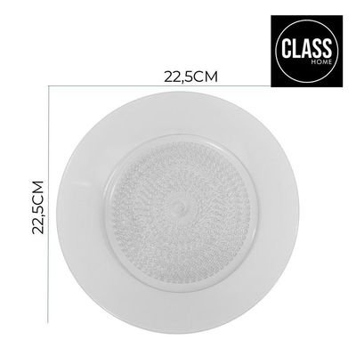 Jogo 4 Prato Raso De Vidro Acquamarine Transparente 22,5cm Class Home