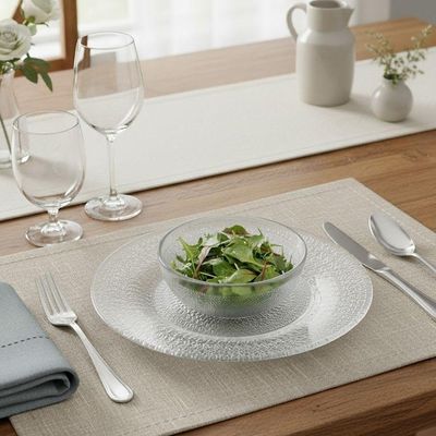 Jogo 4 Prato Raso De Vidro Acquamarine Transparente 22,5cm Class Home