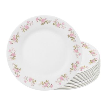 Jogo 12 Prato De Sobremesa De Vidro Flowers Pink 20cm Em Casa Tem