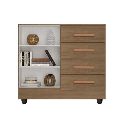 Cômoda Lite 4 Gavetas E 2 Portas Carvalho Oak - Móveis Leão