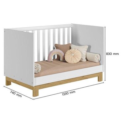 Berço Americano Mini Cama Q Encanto Slim Branco Acetinado - Qmovi E Cômoda Infantil Americano Branco Hp - Henn