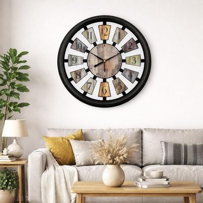 Relógio De Parede Gigante 40cm Estilo Madeira Industrial Retrô Vintage Decoração Rústica