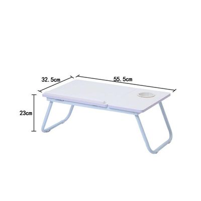 Suporte Para Notebook Mesa Dobrável Em Madeira Branca Altura Ajustável Porta Copo