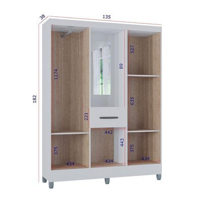 Kit Guarda Roupa Atlas 5 Portas E 2 Cômoda Poquema Branco