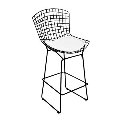 Kit 4 Banquetas Bistrô Bertoia Preta D60 Com Assento Branco