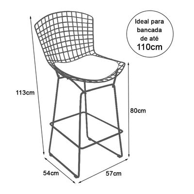 Kit 4 Banquetas Bistrô Bertoia Cromada D80 Com Assento Sintético Cobre
