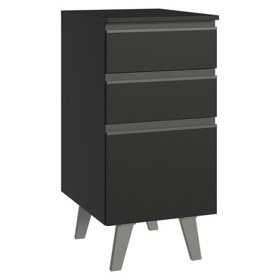 Balcão De Cozinha 40 Cm 3 Gavetas Com Pés Preto Nice Madesa Preto