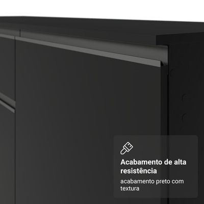Balcão De Cozinha 40 Cm 3 Gavetas Com Pés Preto Nice Madesa Preto